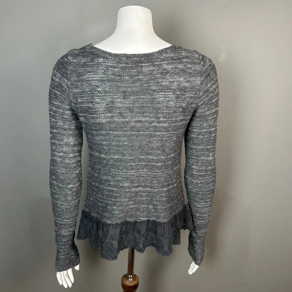 Fairy Grunge Sweater Large Hollister Gray Ruffle Peplum Raglan dark romantic